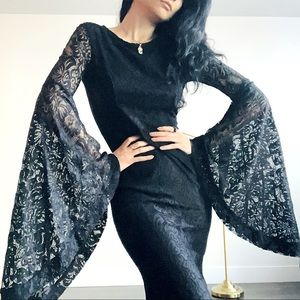 🖤 Gala Black Lace Dress with Bell Sleeves (excluded from sale)
